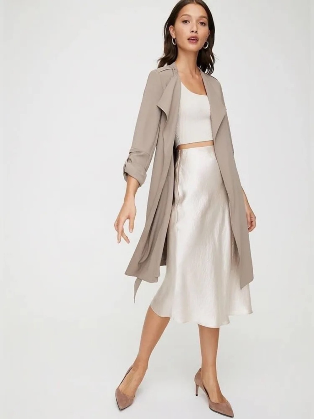 Aritzia Babaton Size Small Quincey Trench Coat Taupe